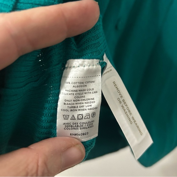 LOFT Teal Green Ribbed Button Down Style Cardigan Sweater Large - Picture 4 of 11